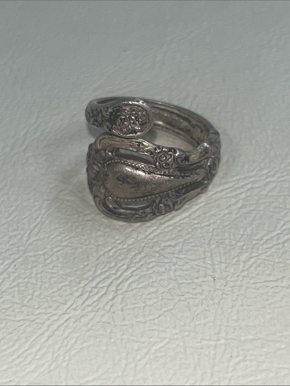 Antique-Style Sterling Silver Floral Spoon Ring
